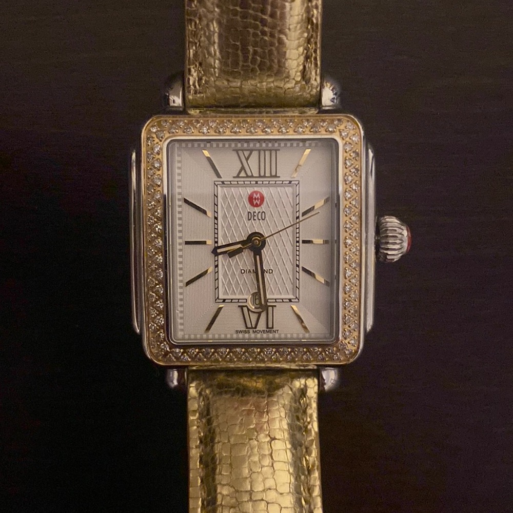 MICHELE two-toned Diamond Deco Watch - Used in pretty good condition.
